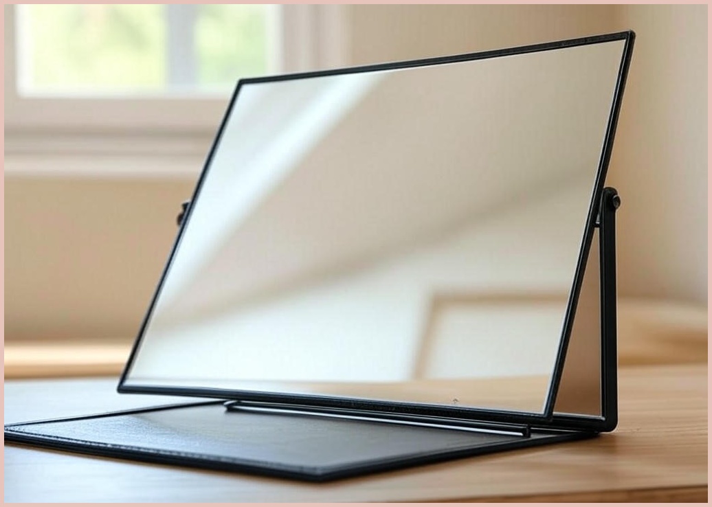 비타할로 PU커버 접이식 휴대용 탁상 거울, 대형 - 이미지 1