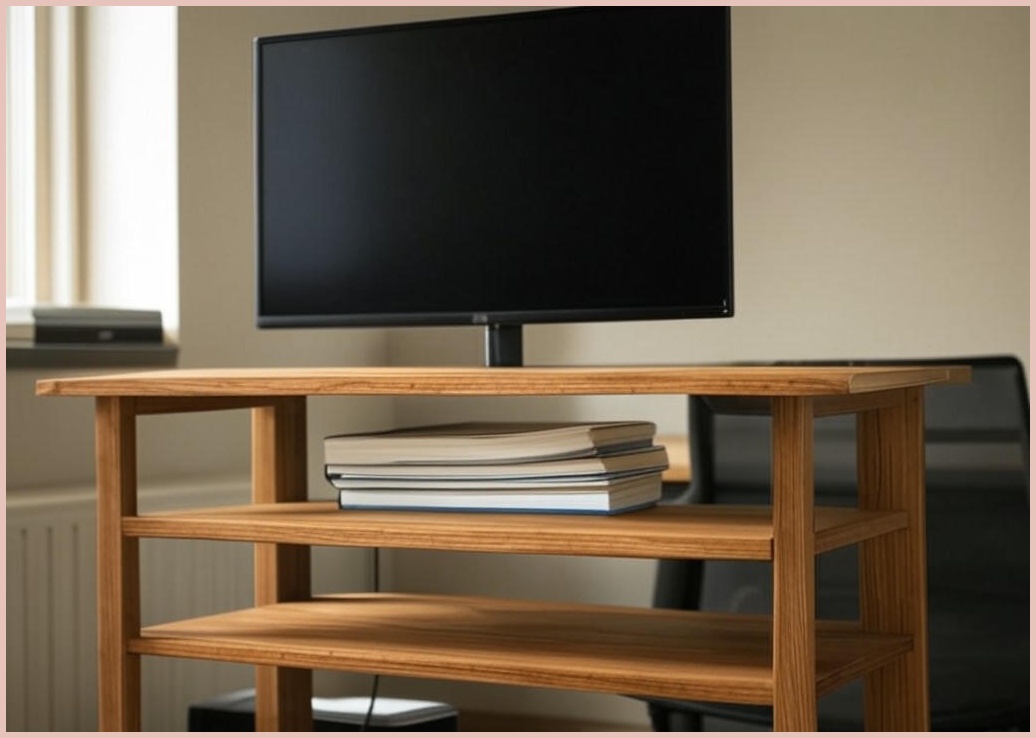 원목 모니터 받침대 선반 1단 2단 수납 거치대 - 이미지 1